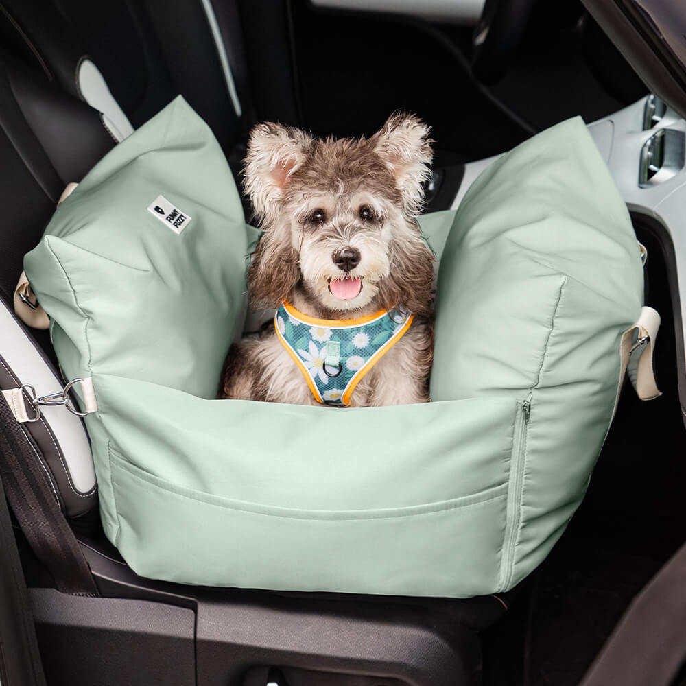 Dog seat bed for cars with adjustable seat belts and washable cover - comfortable and non -slip for safe trips 11
