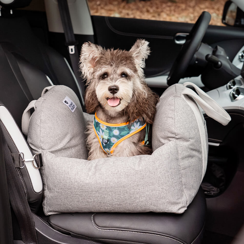 Dog seat bed for cars with adjustable seat belts and washable cover - comfortable and non -slip for safe trips 14
