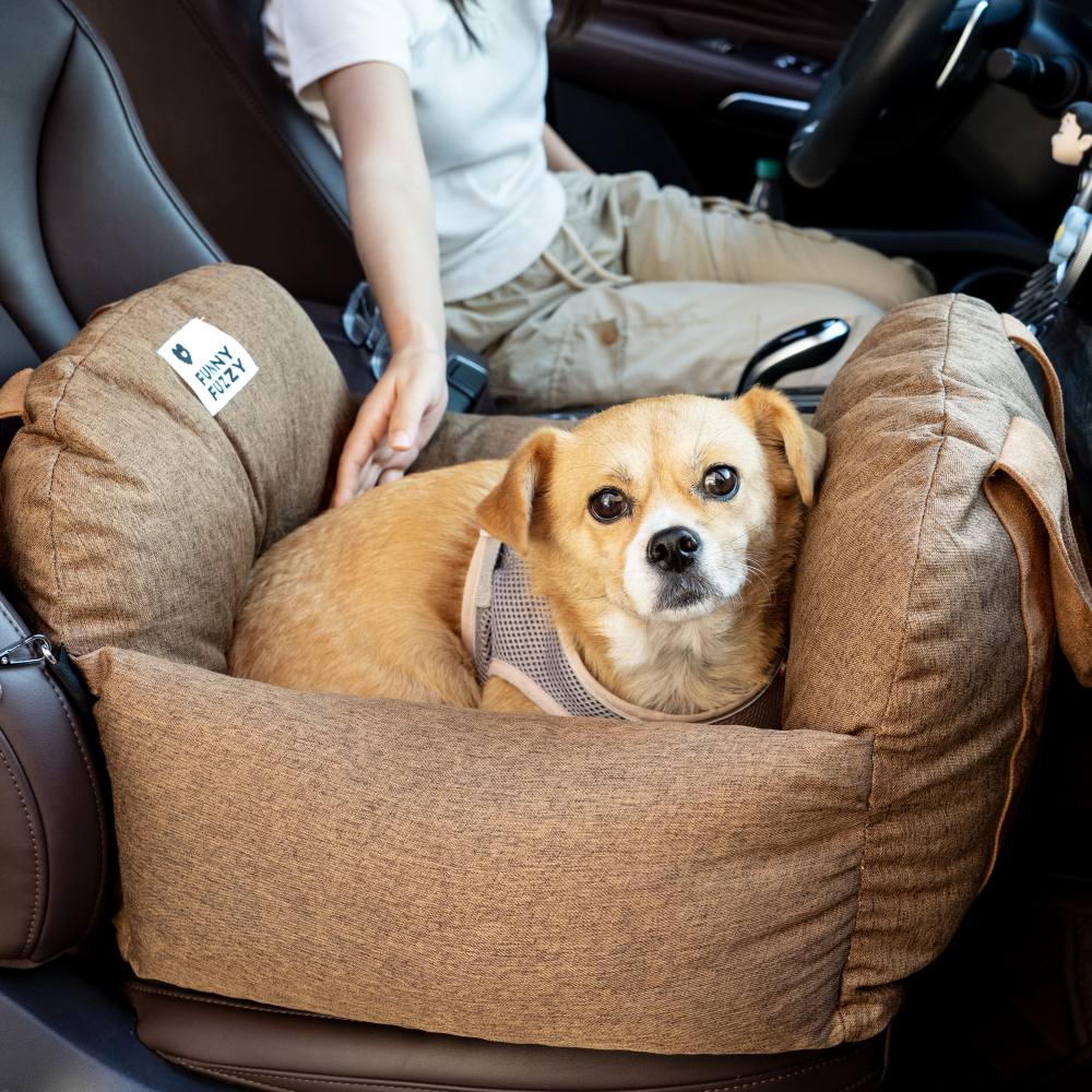 Dog seat bed for cars with adjustable seat belts and washable cover - comfortable and non -slip for safe trips 15