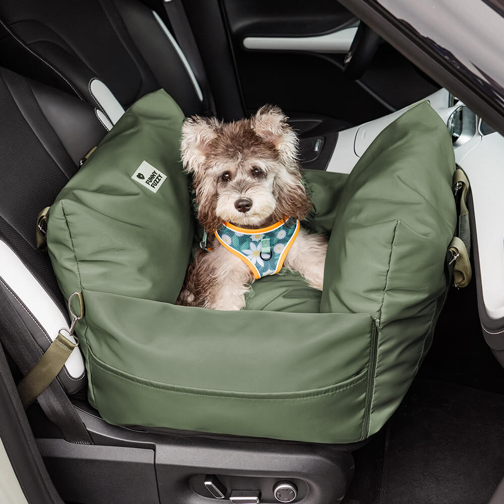 Dog seat bed for cars with adjustable seat belts and washable cover - comfortable and non -slip for safe trips 16