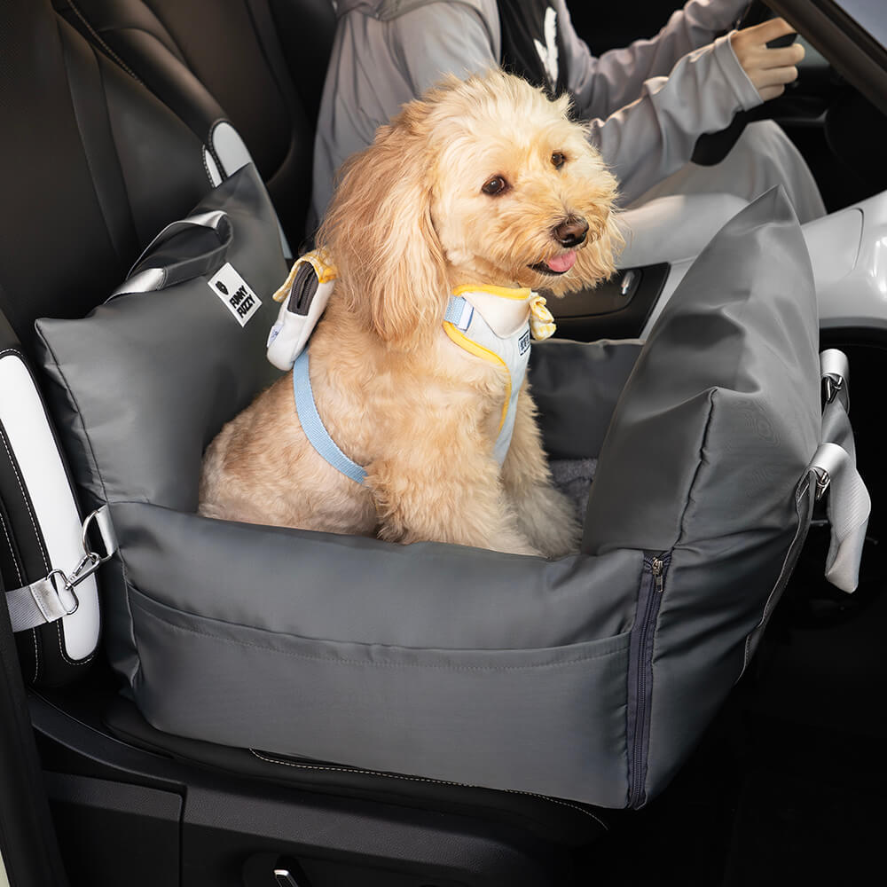 Dog seat bed for cars with adjustable seat belts and washable cover - comfortable and non -slip for safe trips 25