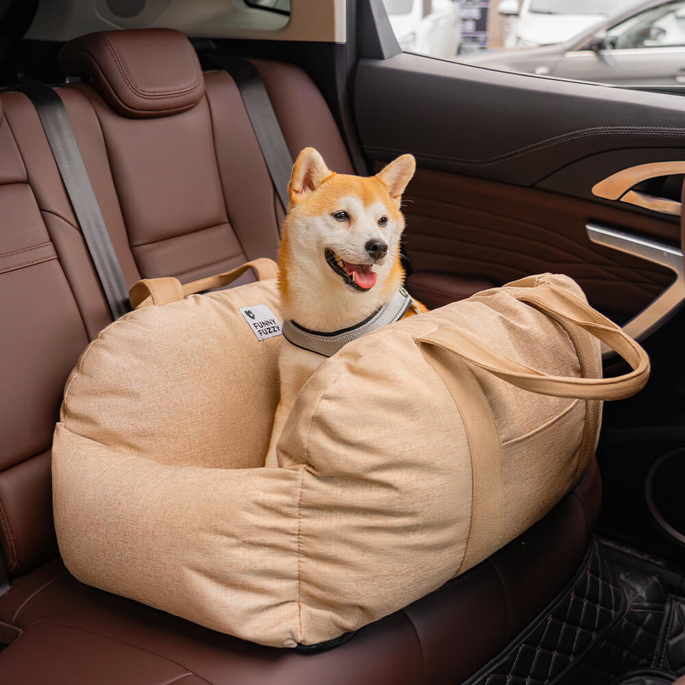 Dog seat bed for cars with adjustable seat belts and washable cover - comfortable and non -slip for safe trips 26