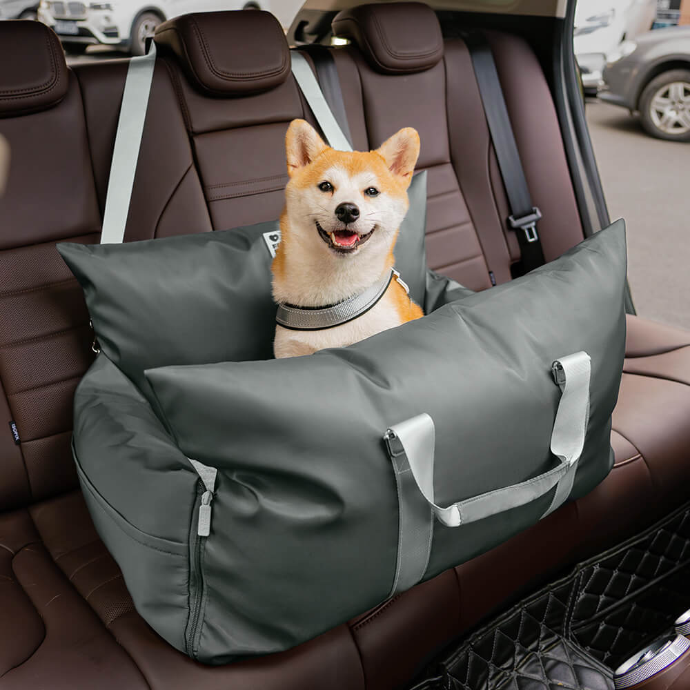 Dog seat bed for cars with adjustable seat belts and washable cover - comfortable and non -slip for safe trips 30