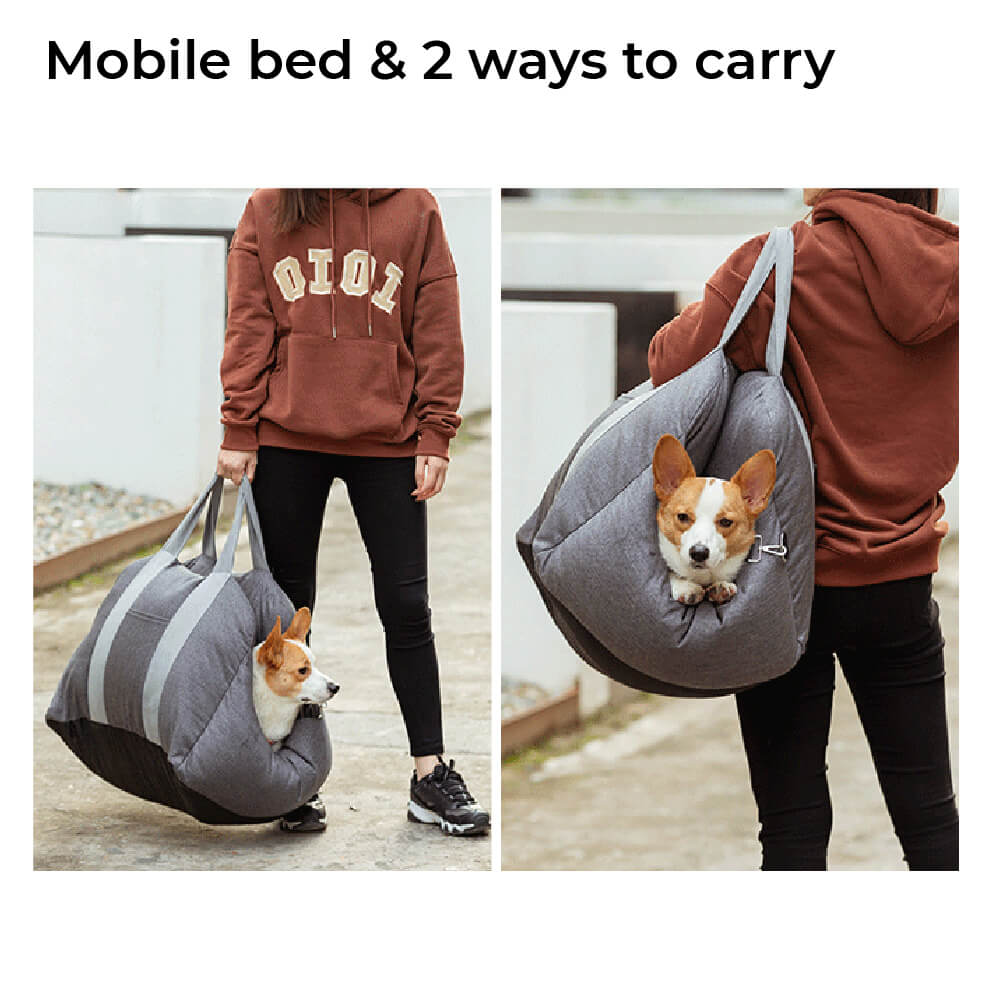 Dog seat bed for cars with adjustable seat belts and washable cover - comfortable and non -slip for safe trips 4