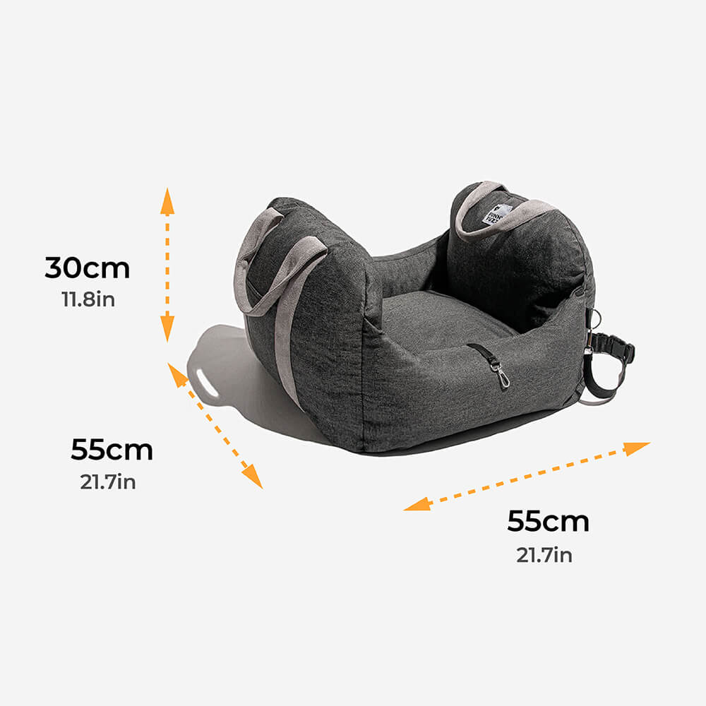 Dog seat bed for cars with adjustable seat belts and washable cover - comfortable and non -slip for safe trips 7
