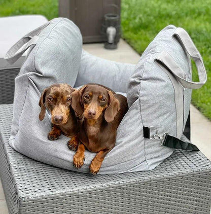 Dog seat bed for cars with adjustable seat belts and washable cover - comfortable and non -slip for safe trips 8