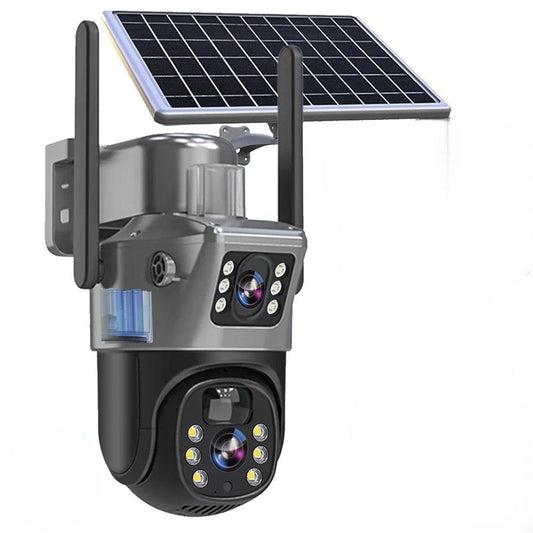 DUALGUARD SOLAR 4K - Telecamera di sicurezza wireless per esterni con pannello solare e zoom 10x
