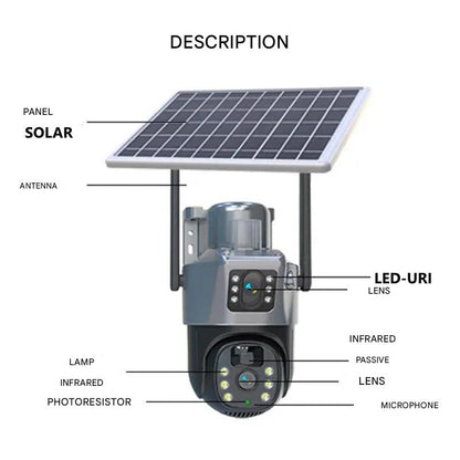 DUALGUARD SOLAR 4K - Drahtlose Outdoor-Sicherheitskamera mit Solarpanel und 10fachem Zoom