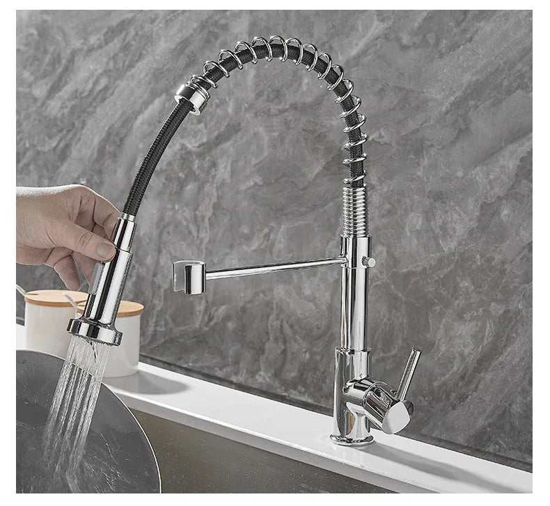 Dualflow Kitchen Tap-modern kitchen tap with double pouring & elegant black and gold finish 4