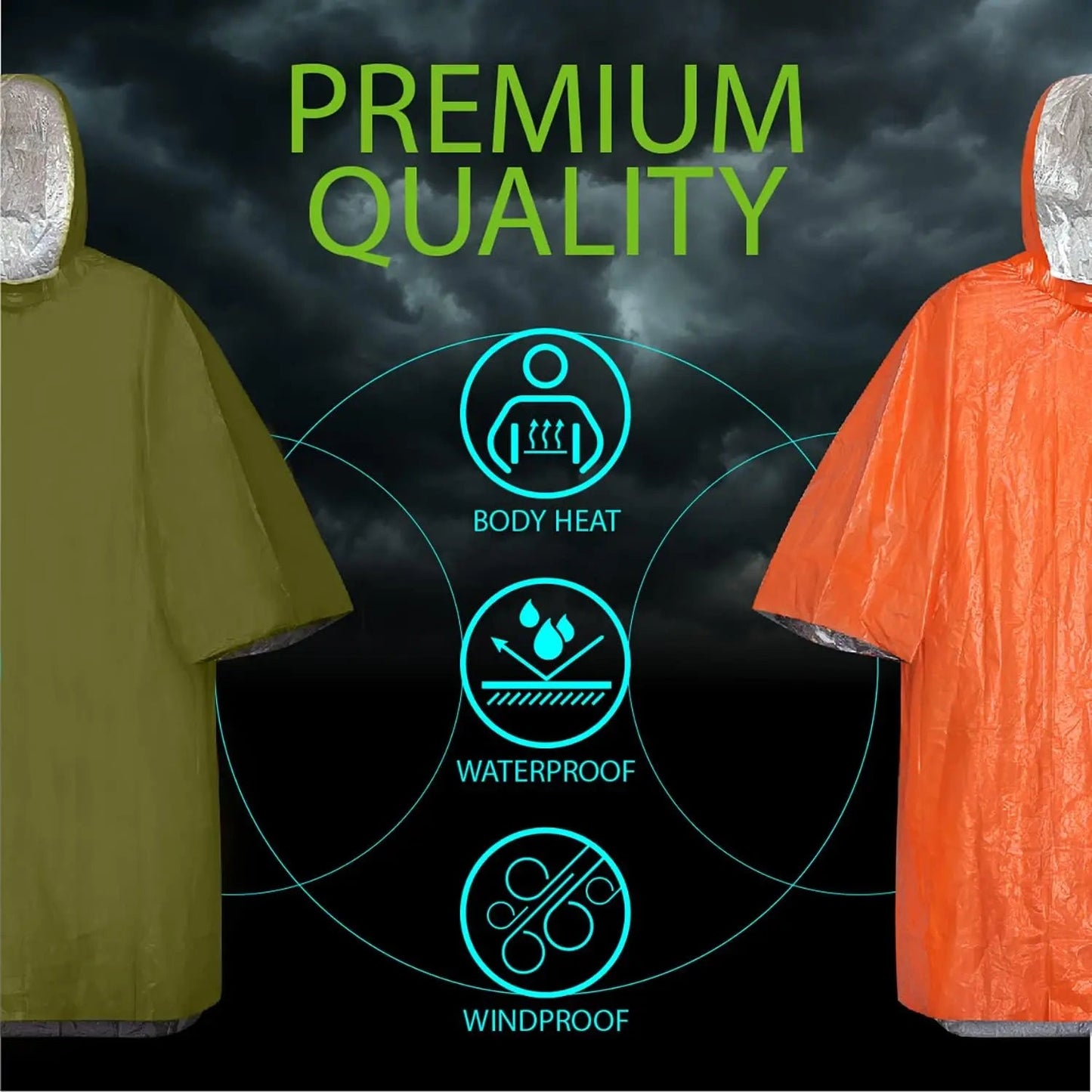 RainGuard Poncho – Emergency Rain Poncho with Hood for Outdoor Protection