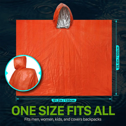 RainGuard Poncho – Emergency Rain Poncho with Hood for Outdoor Protection