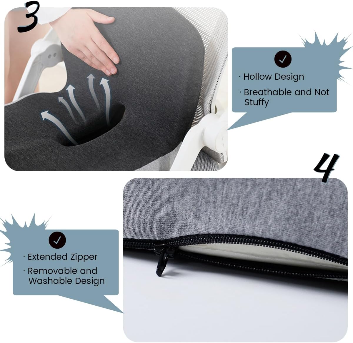 ErgoComfort Pad - Coussin de siège ergonomique en mousse à mémoire de forme