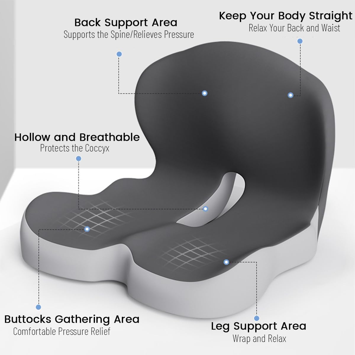 ErgoComfort Pad - Coussin de siège ergonomique en mousse à mémoire de forme