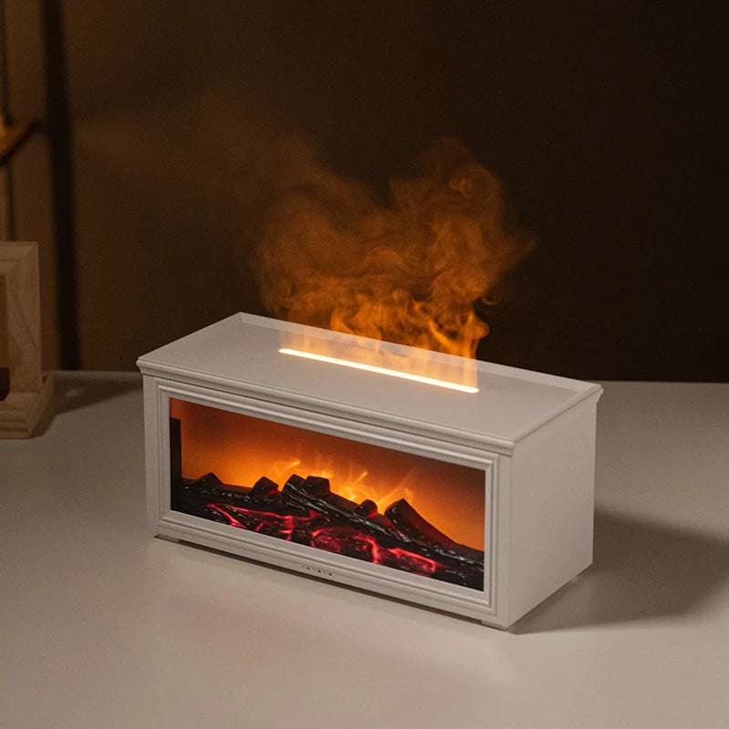 FlameAura – Diffusore per camino aromaterapico con 7 colori LED