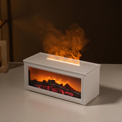 FlameAura – Diffusore per camino aromaterapico con 7 colori LED