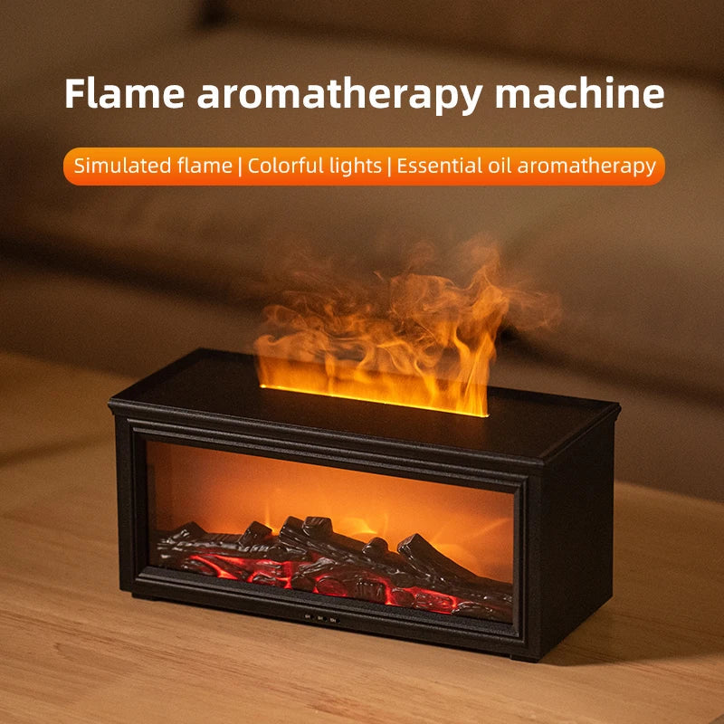 FlameAura – Diffusore per camino aromaterapico con 7 colori LED