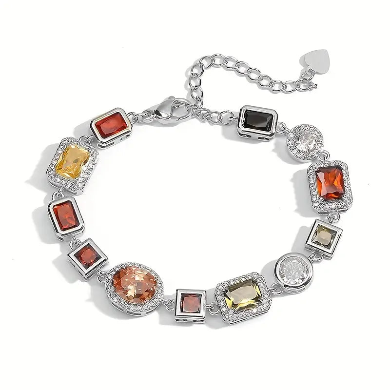 Set di gioielli geometrici con zirconi - Collana e orecchini moderni placcati oro