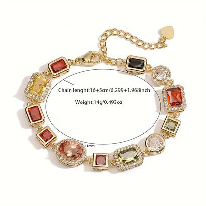 Set di gioielli geometrici con zirconi - Collana e orecchini moderni placcati oro