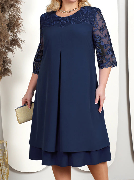 GRACE GALA DRESS - Elegante abito da banchetto ricamato in taglie forti