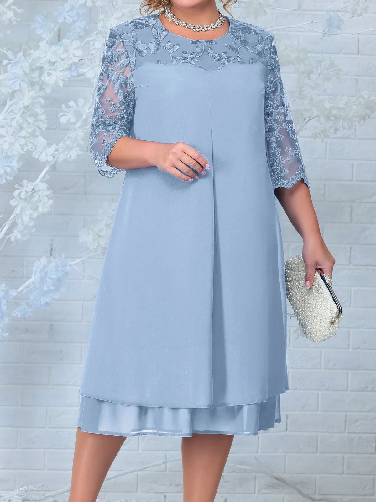 GRACE GALA DRESS - Elegante abito da banchetto ricamato in taglie forti