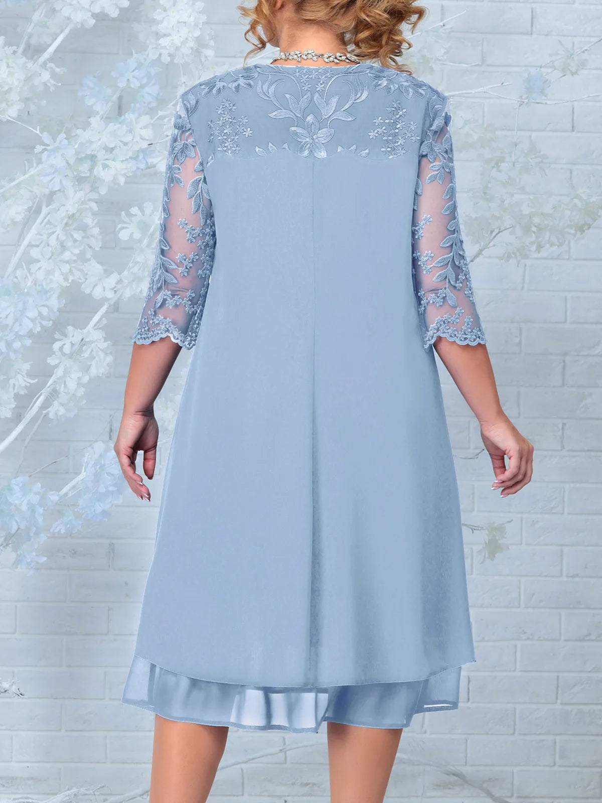 GRACE GALA DRESS - Elegante abito da banchetto ricamato in taglie forti
