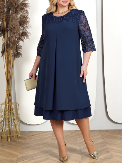 GRACE GALA DRESS - Elegante abito da banchetto ricamato in taglie forti