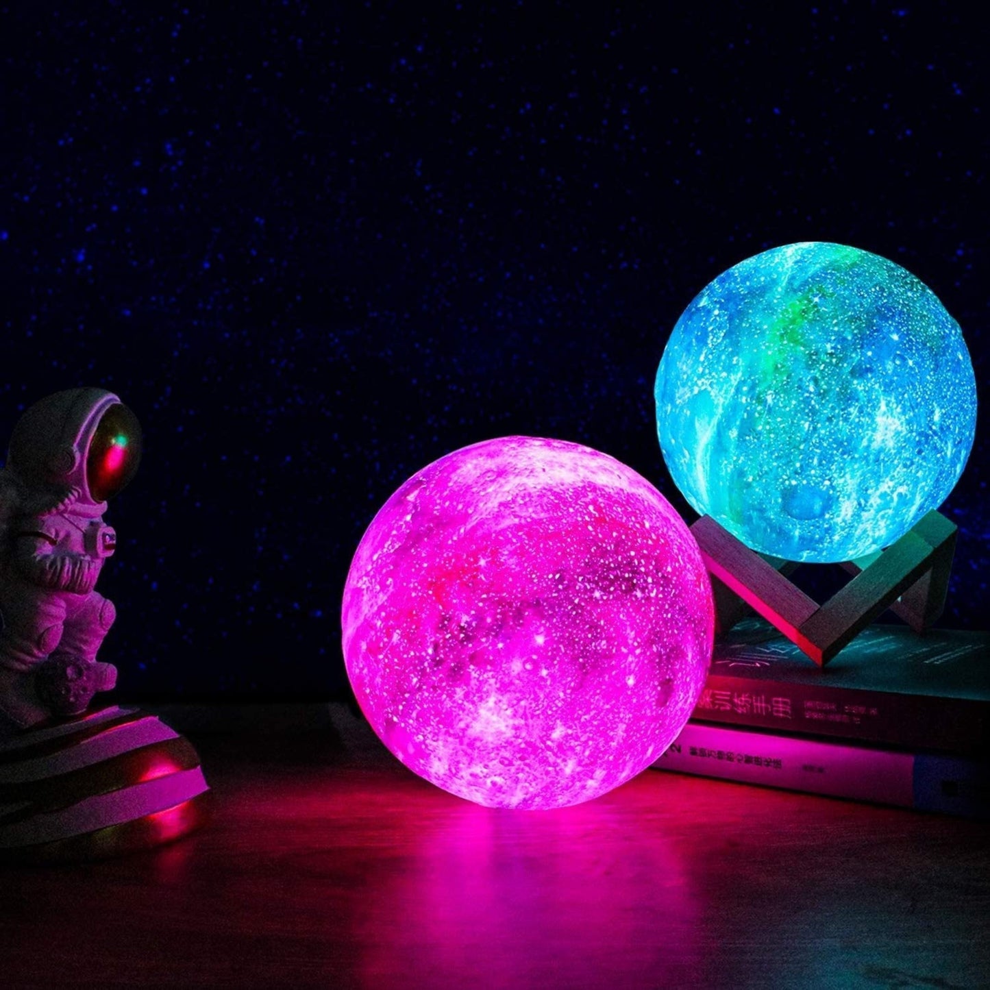 Galaxy Moonlamp-3D moon lamp with 16 colors & wood stand 5
