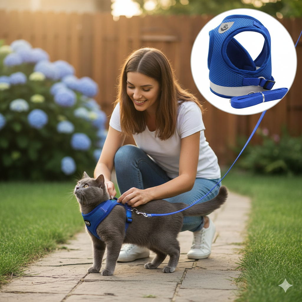 PAWVENTURER – Pettorina Antifuga per Gatti con Guinzaglio Riflettente per Esplorazioni Sicure all'Aperto