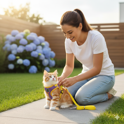 PAWVENTURER – Pettorina Antifuga per Gatti con Guinzaglio Riflettente per Esplorazioni Sicure all'Aperto