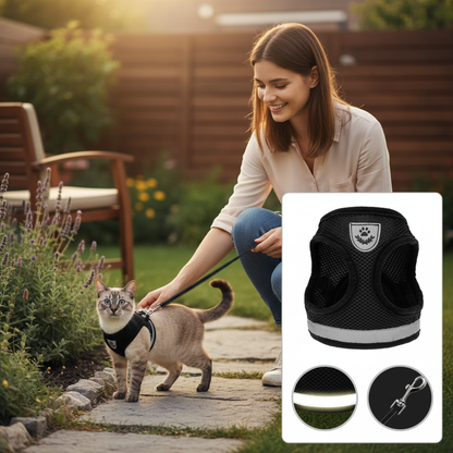 PAWVENTURER – Pettorina Antifuga per Gatti con Guinzaglio Riflettente per Esplorazioni Sicure all'Aperto