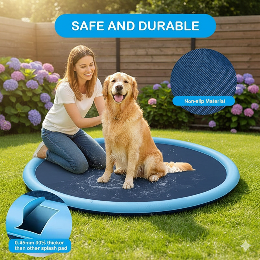 SPLASHZONE – Tappetino Acquatico Interattivo per Cani con Spruzzatore per il Raffreddamento e il Divertimento