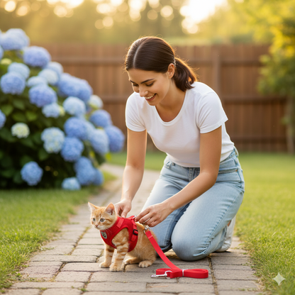 PAWVENTURER – Pettorina Antifuga per Gatti con Guinzaglio Riflettente per Esplorazioni Sicure all'Aperto
