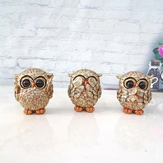 Statua decorativa Goldeule Owl - Accento in oro antico realizzato a mano per interni eleganti