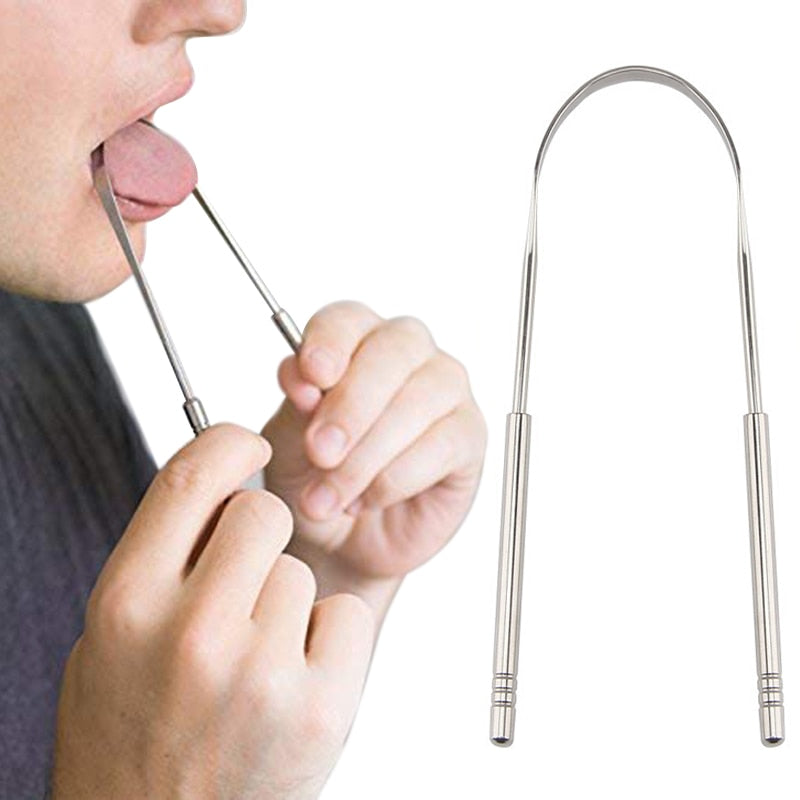  Stainless steel tongue scraper - effective tongue cleaner for fresh breath & optimal tooth hygiene-2