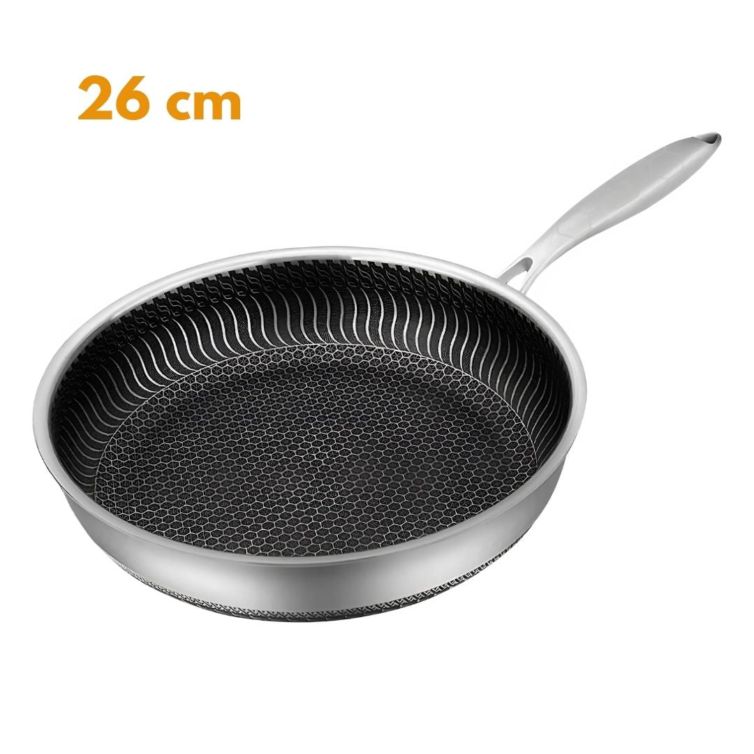 HexaPan - Padella antiaderente in acciaio inox con design Hexa