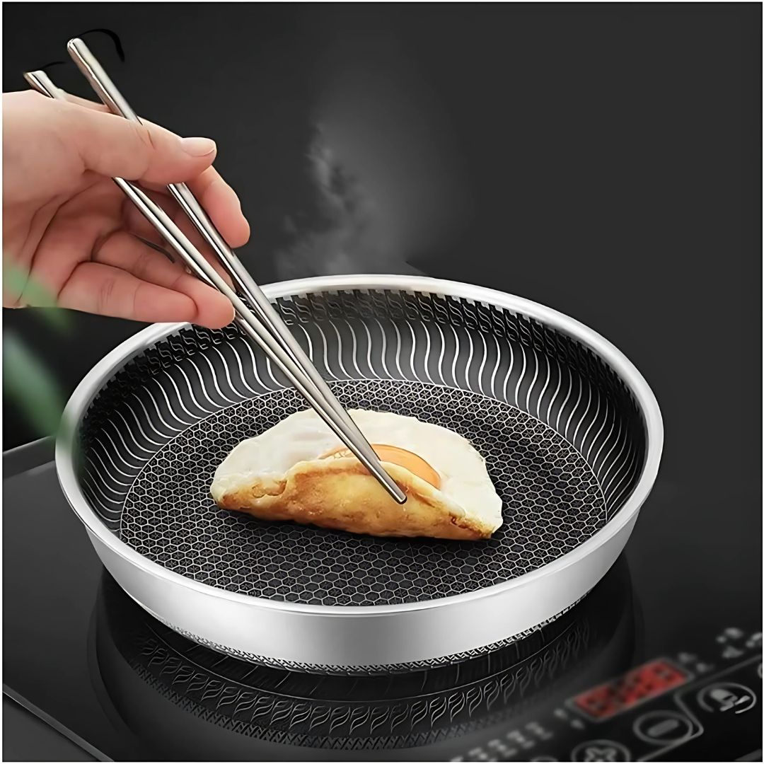 HexaPan - Padella antiaderente in acciaio inox con design Hexa