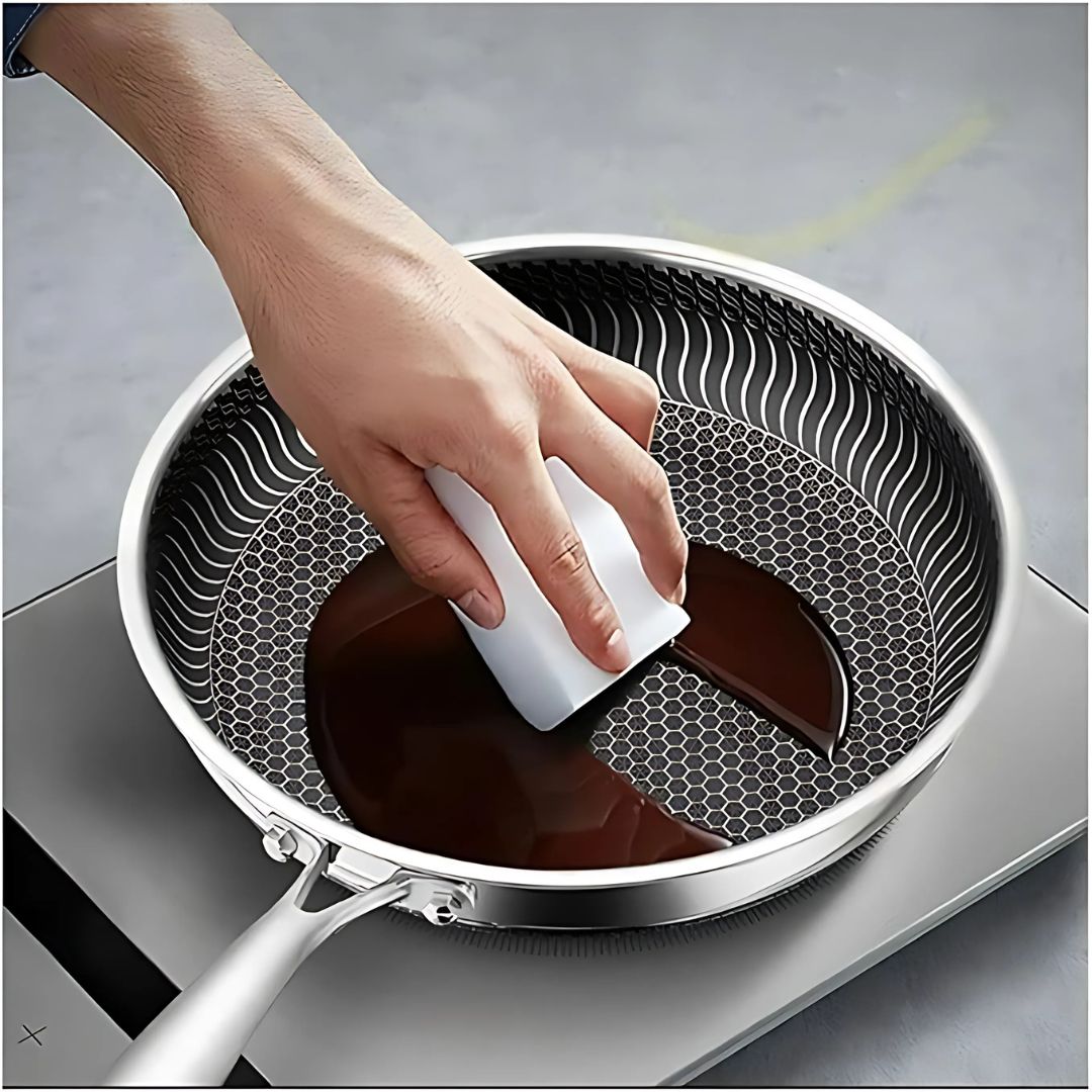 HexaPan - Padella antiaderente in acciaio inox con design Hexa