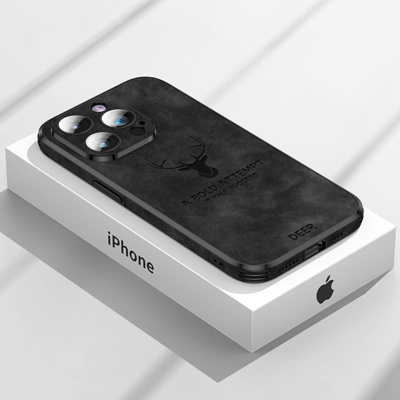 LUXIGUARD LEATHER - Custodia di lusso per iPhone con protezione dagli urti