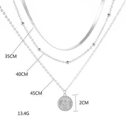 COLLANA LUNARIA - Elegante collana tripla in argento per uno stile e una sicurezza di sé