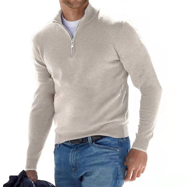 MERINOV – Men's Merino V-Neck Zip Sweater for Everyday Elegance