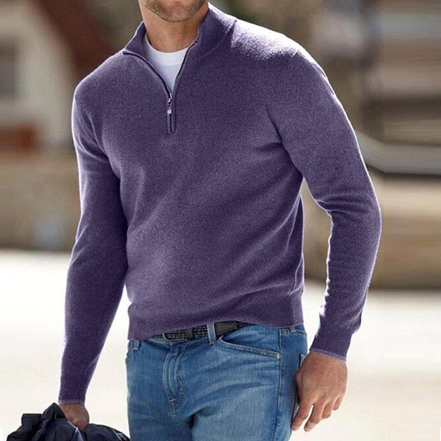 MERINOV – Men's Merino V-Neck Zip Sweater for Everyday Elegance