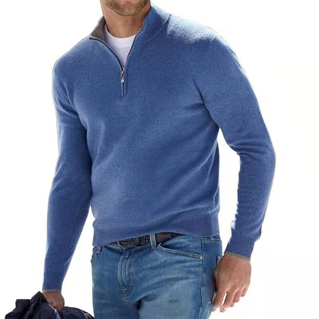 MERINOV – Men's Merino V-Neck Zip Sweater for Everyday Elegance
