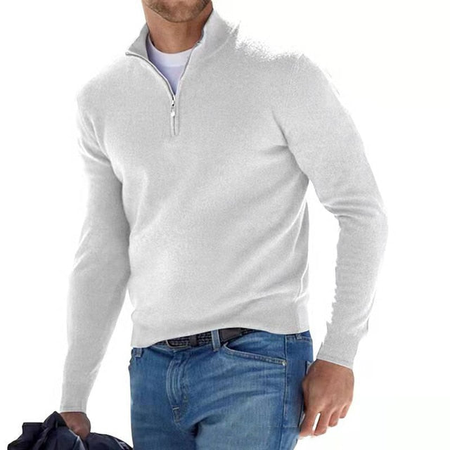 MERINOV – Men's Merino V-Neck Zip Sweater for Everyday Elegance