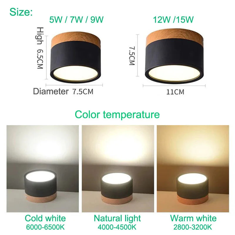 LumiNord – Lámpara de techo LED moderna regulable con diseño de madera