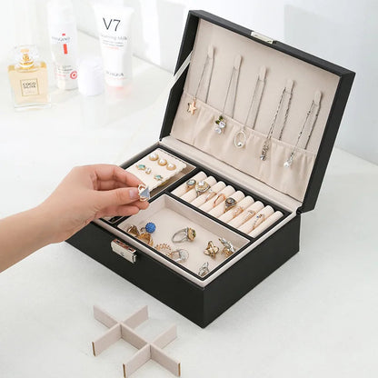 LuxeWood – Elegante Scatola per Gioielli in Legno con Pelle PU