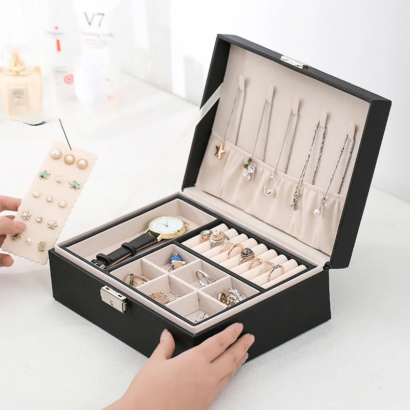LuxeWood – Elegante Scatola per Gioielli in Legno con Pelle PU