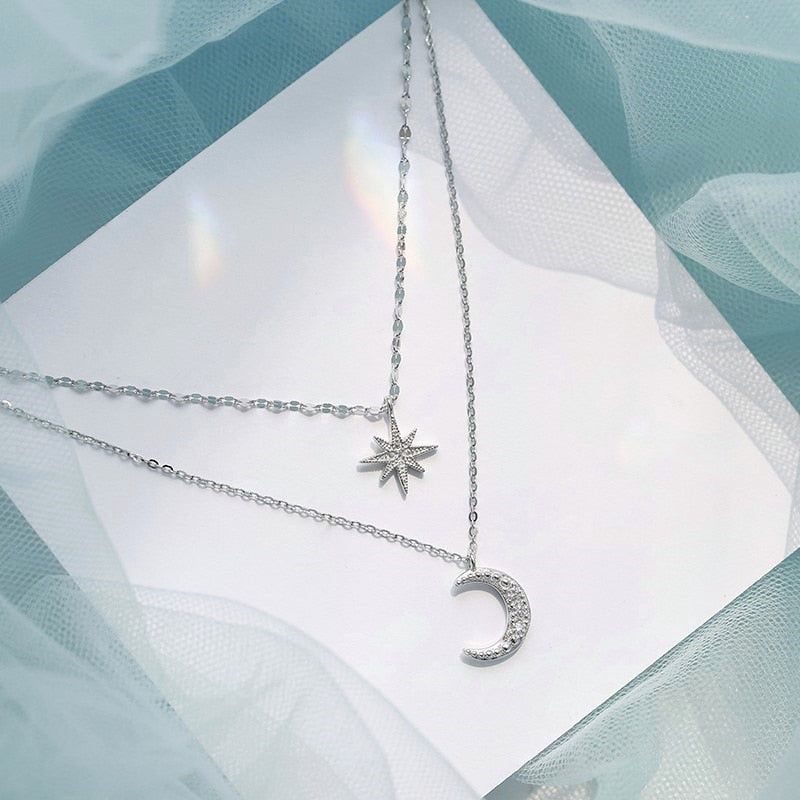 MOONSHINE NECKLACE – Double moon necklace for elegance & romance