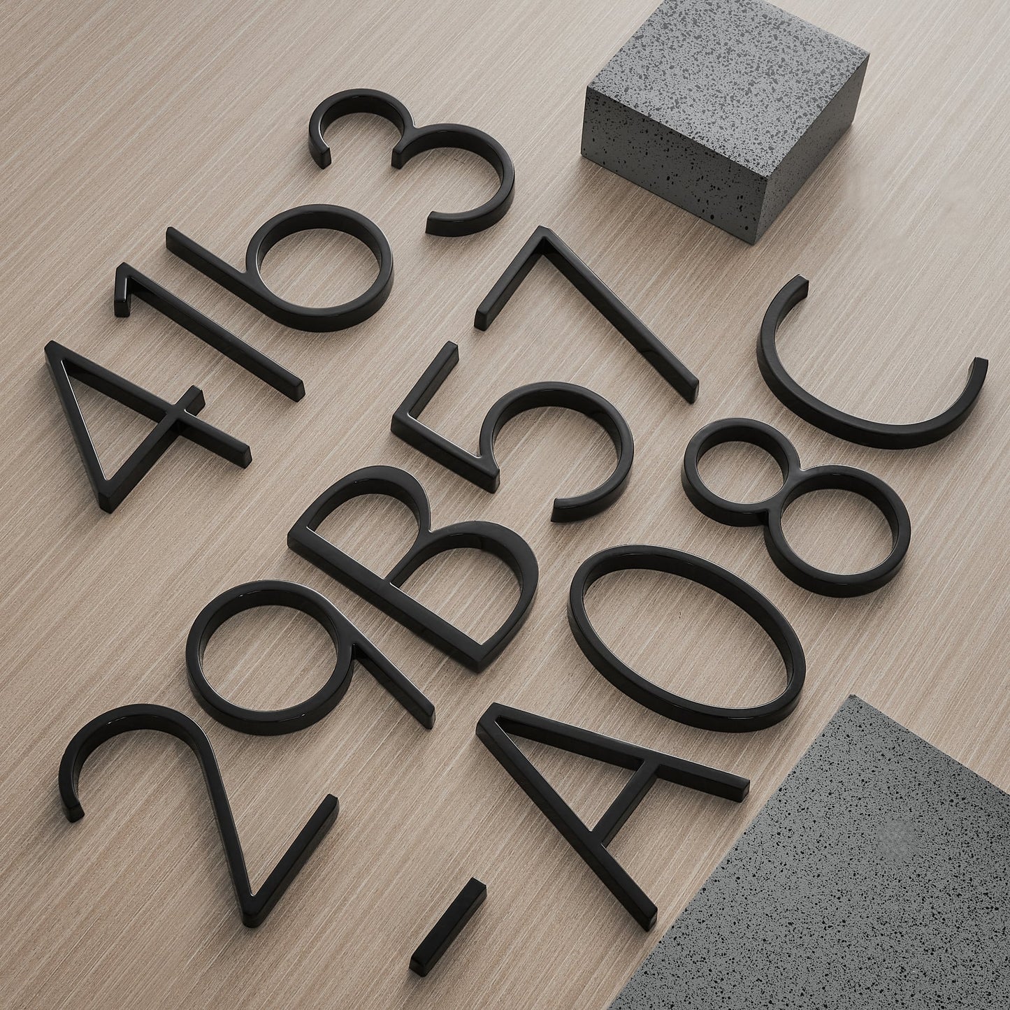 Modern House Numbers-Black House numbers with 3D floating effect for stylish outdoor areas 0