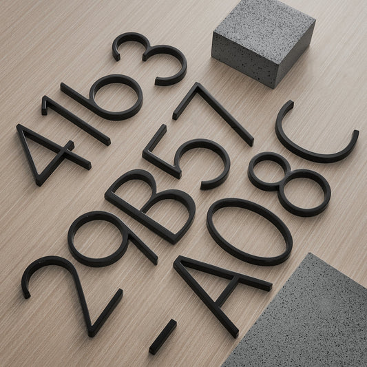 Modern House Numbers-Black House numbers with 3D floating effect for stylish outdoor areas 0