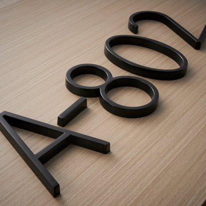 Modern House Numbers-Black House numbers with 3D floating effect for stylish outdoor areas 6